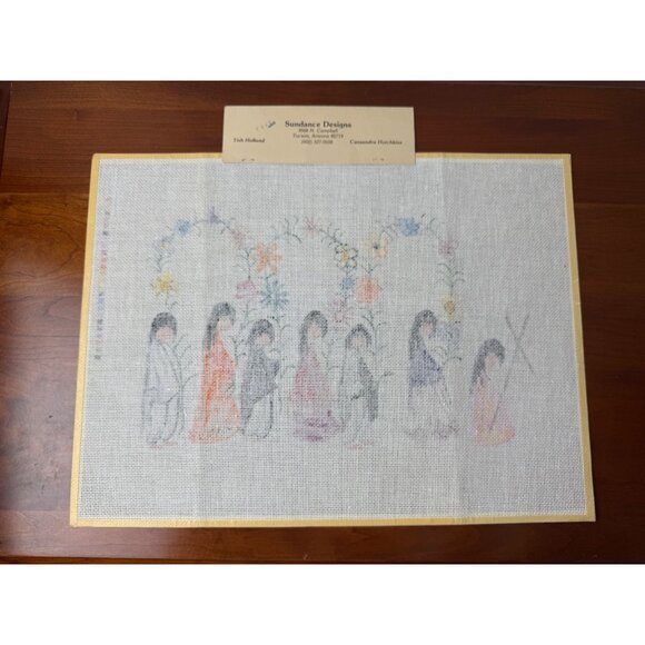 Hand-Painted Needlepoint Canvas "The Arches And The Cross" By Ted De Grazia - Picture 4 of 9